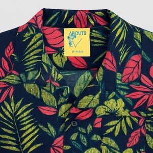 Thereabouts Boys Husky XXL 22H Hawaiian Shirt Tropical Leaf Print Short Sleeve